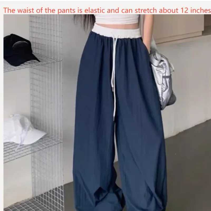 High Street Womens Wide Leg Pants Drawstring Y2K Gothic Hip Hop Womens Cargo Pants Hot Sweet Matching Female Trousers Summer New R250716