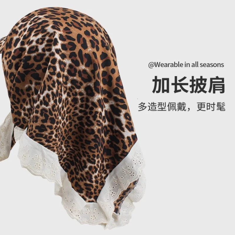 Ins Fashion Leopard Print Y2K Headscarf Caps for Women Spring Summer Travel Sun Protection Versatile Casual Strap Sun Hat 250717