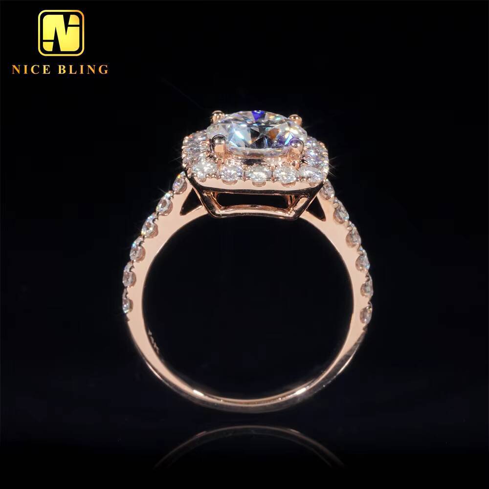Classic Diamond Wedding Rings Women 14K Real Gold Round Cut VVS Moissanite Engagement Ring for Women