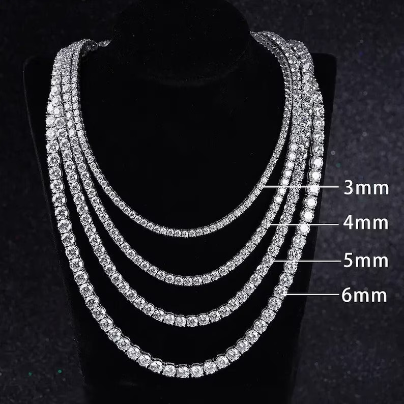 Wholesale Price 3-6MM Tennis Necklace Luxury Hiphop Custom S925 Moissanite Tennis Chain