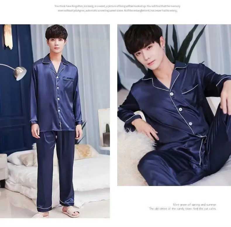 Luxury Mens Pajamas Set Long Sleeve Bamboo Silk Sleepwear Lightweight Home Loungewear Premium Nightwear M-5XL W250717