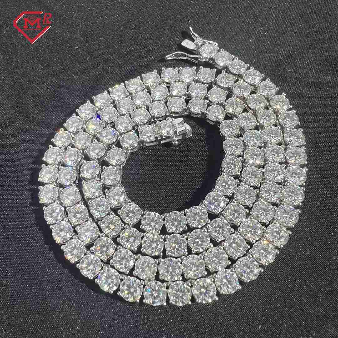 Hip Hop Jewelry Tennis Chain 6.5mm Necklace 925 Silver VVS Iced Out Moissanite Tennis Chain