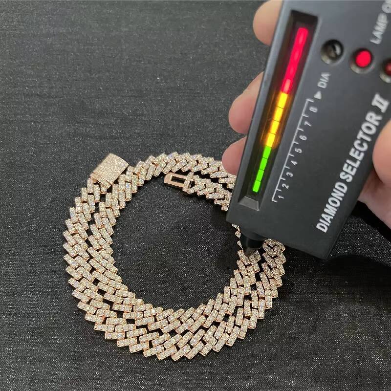 8mm Prong Cuban Chain VVS Moissanite Iced Out 925 Solid Silver 18-26 Inch Available in Best Prices