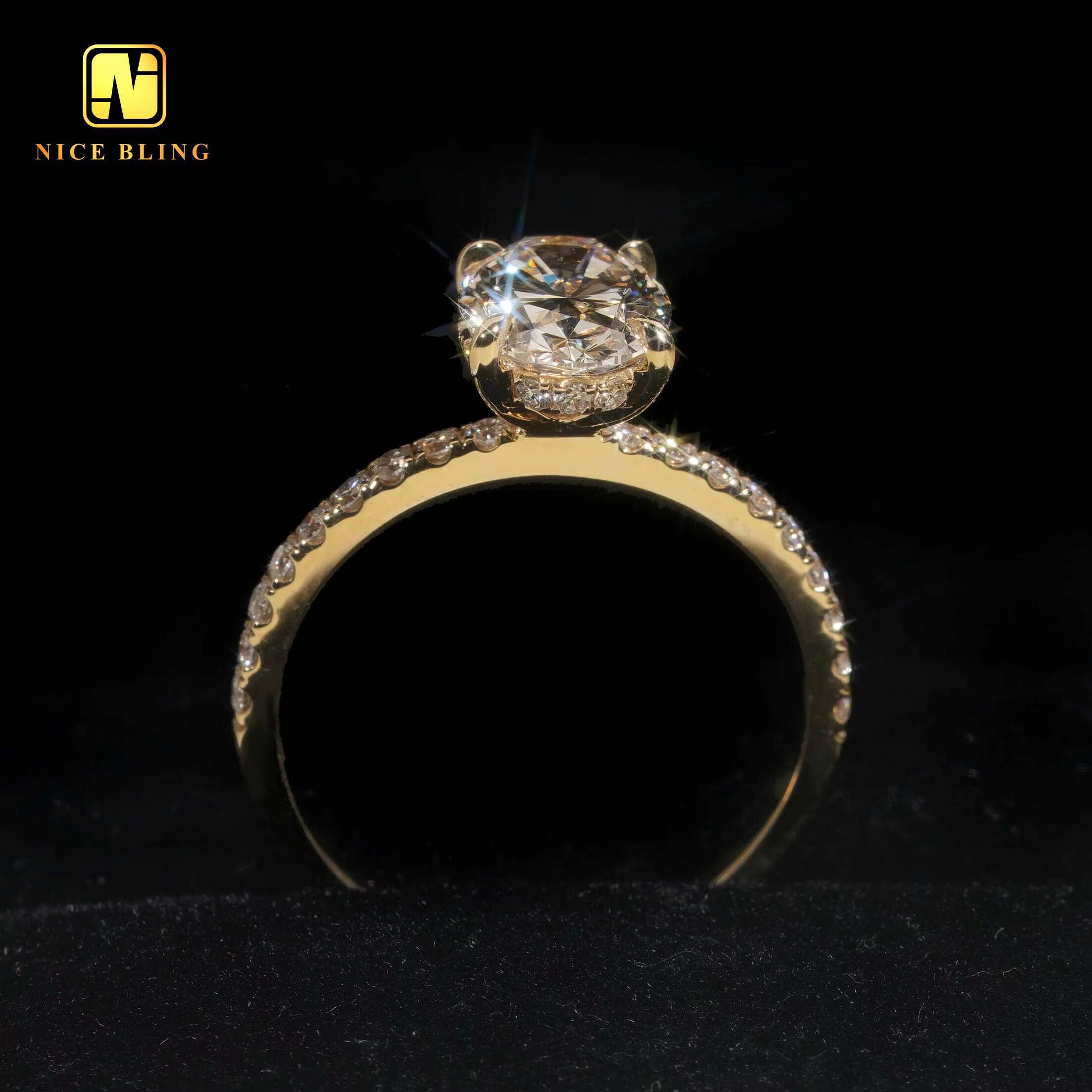 14K Yellow Gold Jewelry Lab Diamond Oval Cut G Color VVS2 Solid Gold Diamond Ladies Sparkling Wedding Rings With IGI Certificate