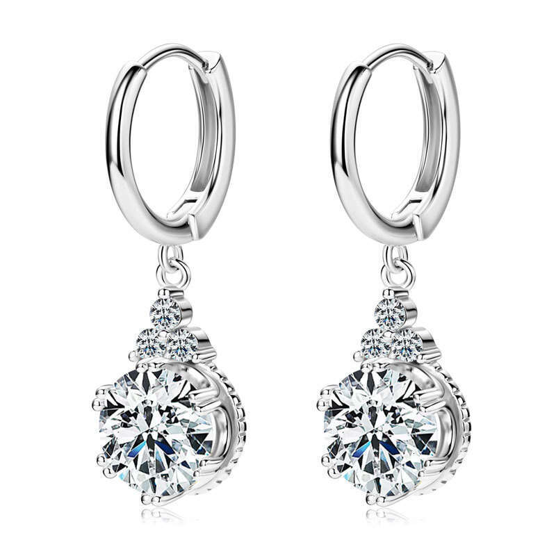 2 Carat Moissanite For Women, Light High-End Sier Crown Earrings 707