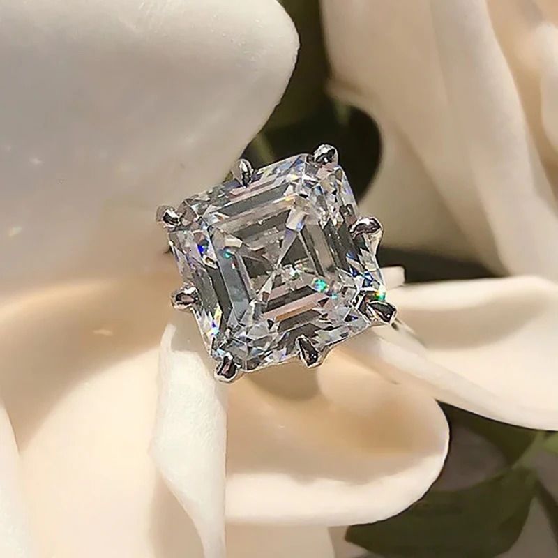 Huitan Big Princess Square Cubic Zirconia Crystal Rings for Women Trendy Wedding Accessories Fashion Contracted Jewelry 250716