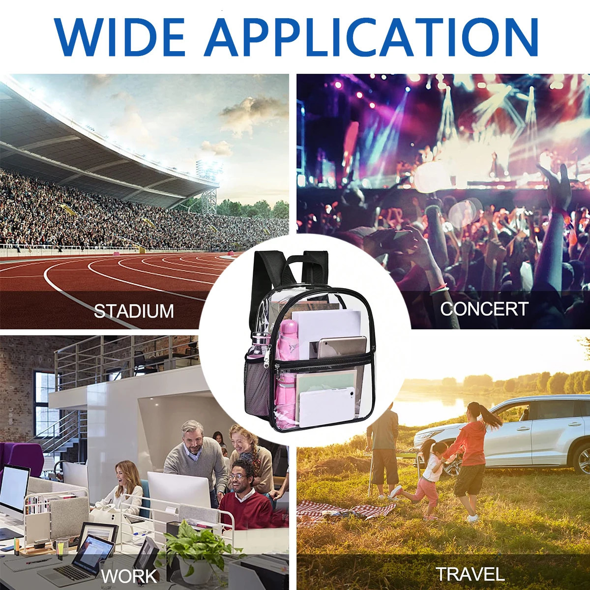 Bags/Backpacks Student School Bags Outdoor Portable Transparent Backpacks Suitable for Sports Events Concerts Schools.A-ZMT 250714