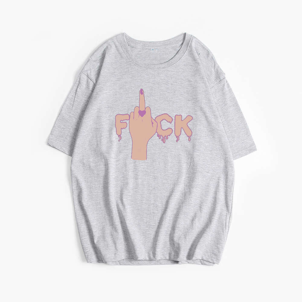 Ins Style Printed T-Shirt For Women, Summer New Versatile Loose Round Neck Pure Cotton Short Sleeve Top B5