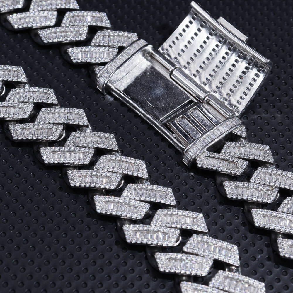 22mm Moissanite Chain Sterling Silver 925 Hip Hop Jewelry Iced Out Custom Men Necklace Cuban Link Chain 18k Gold Plated Jewelry