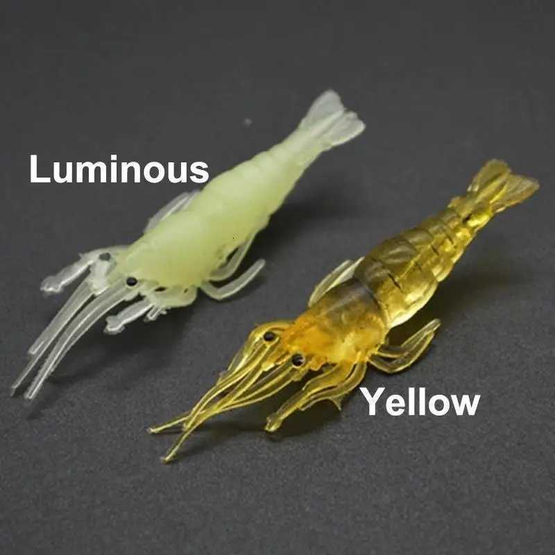 New 50-5PCS Luminous Shrimp Silicone Artificial Bait Simulation Soft Prawn With Hooks Carp Wobbler For Fishing Tackle Lure Carp Z250717