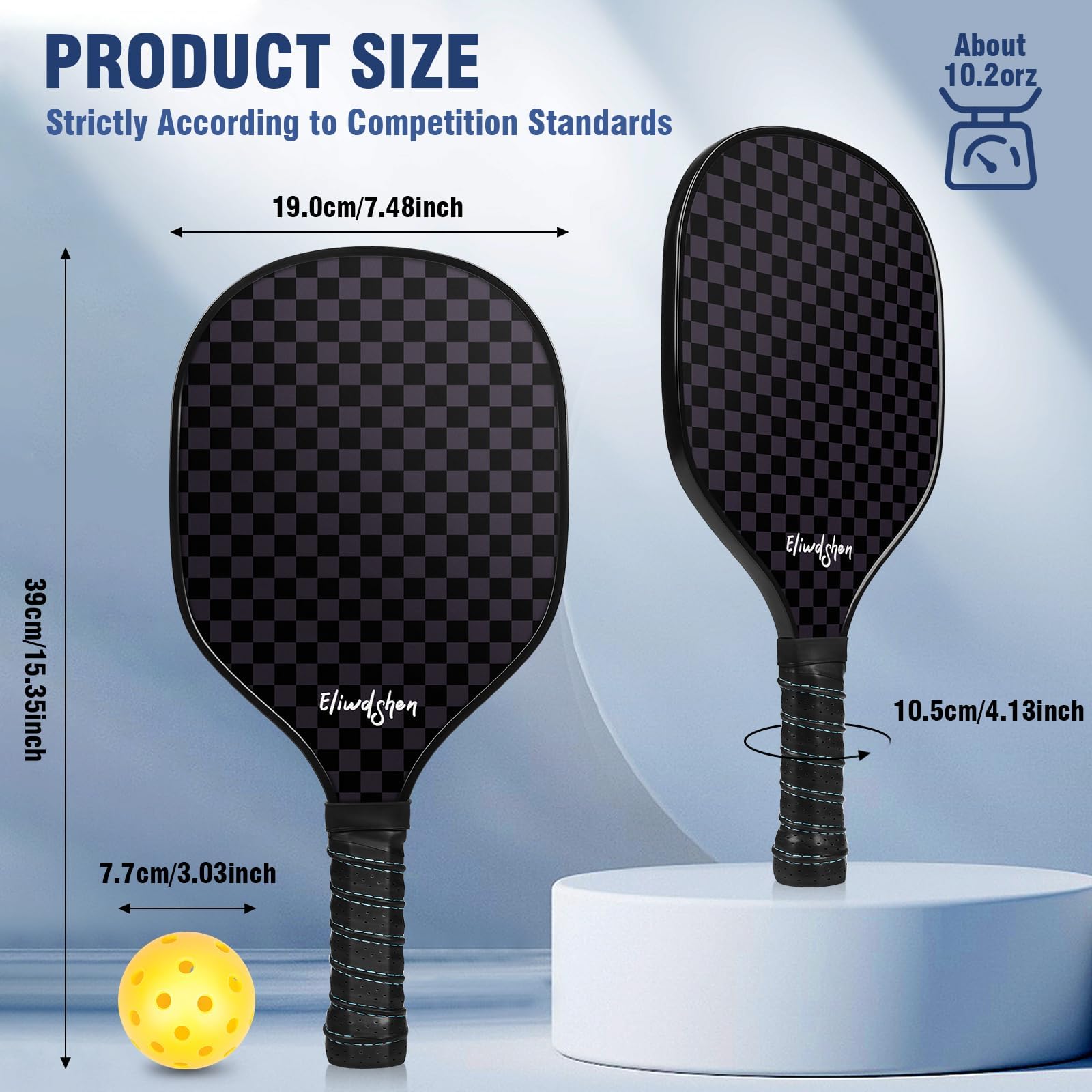 Pickleball Paddles Set - 9 - Ply Basswood, Competition - Standard Size, Cushioned Non - slip Handle Premium Pickleball Paddles