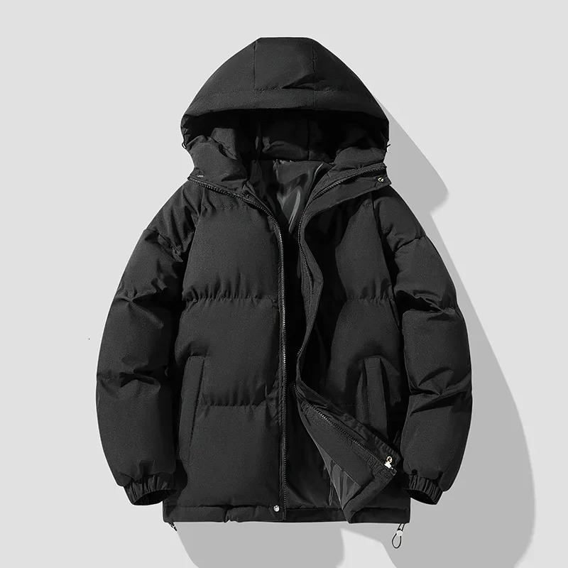 AutumnWinter Cotton Coat Jacket Down Cotton-Padded Thickened Hooded Puffer Jacket For Men And Women Casual Loose Fit Outerwear 250716