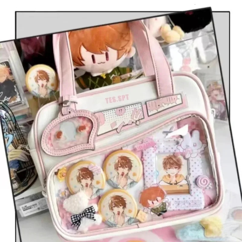 Y2k Graffiti Carktoon Ita Bag Japanese Style Kawaii Shoulder Crossbody Bags Fashion Transparent Front Pocket DIY Tote Handbags 250714