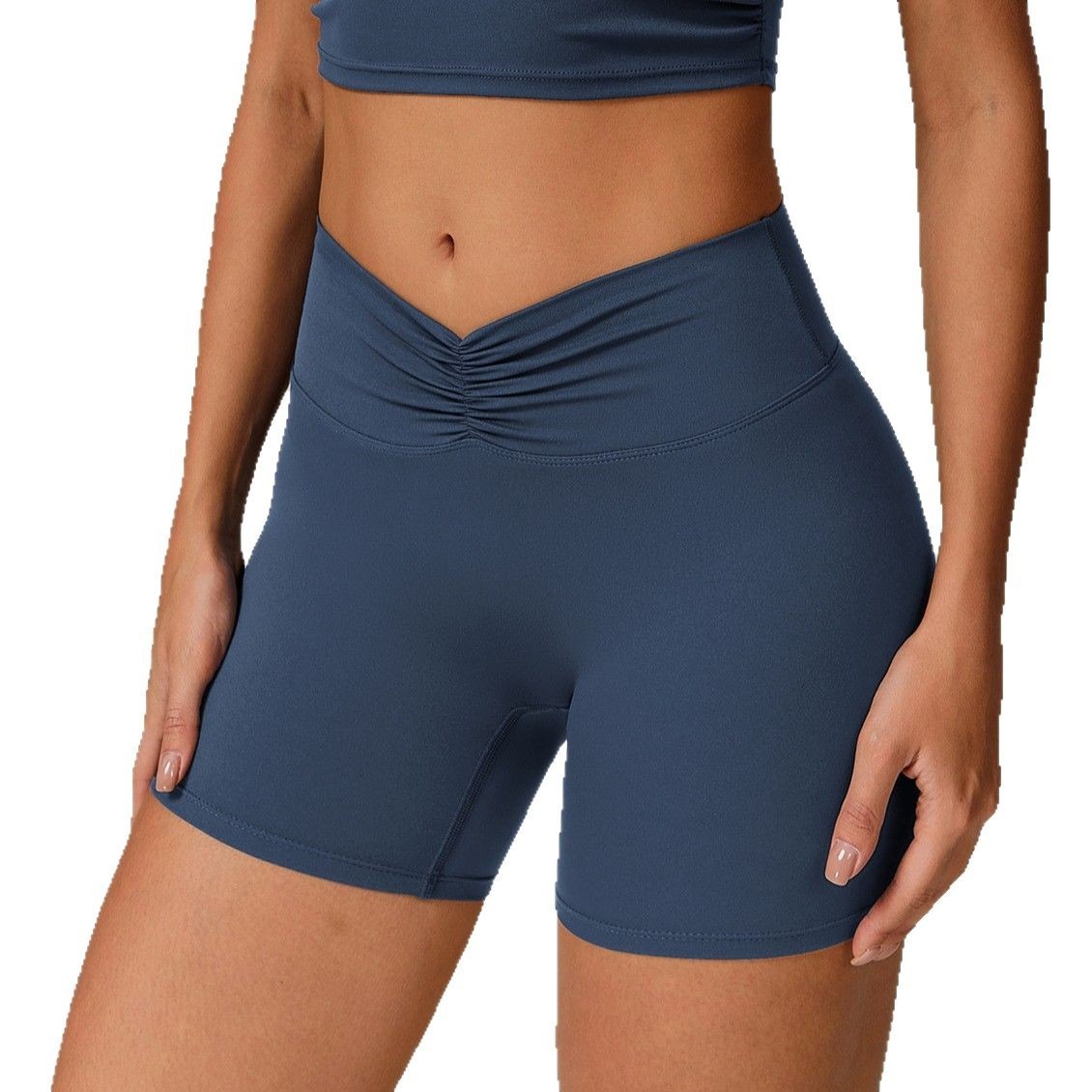High-Waist Pleated Yoga Pants with Belt-Hugger Design - Peach butt Shorts for Sports & Fitness short