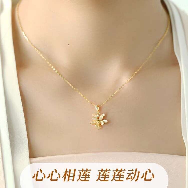 2023 New Lotus Necklace For Women Elegant Versatile National Trend Clavicle Chain Fashion DIY Pendant Jewelry 44D