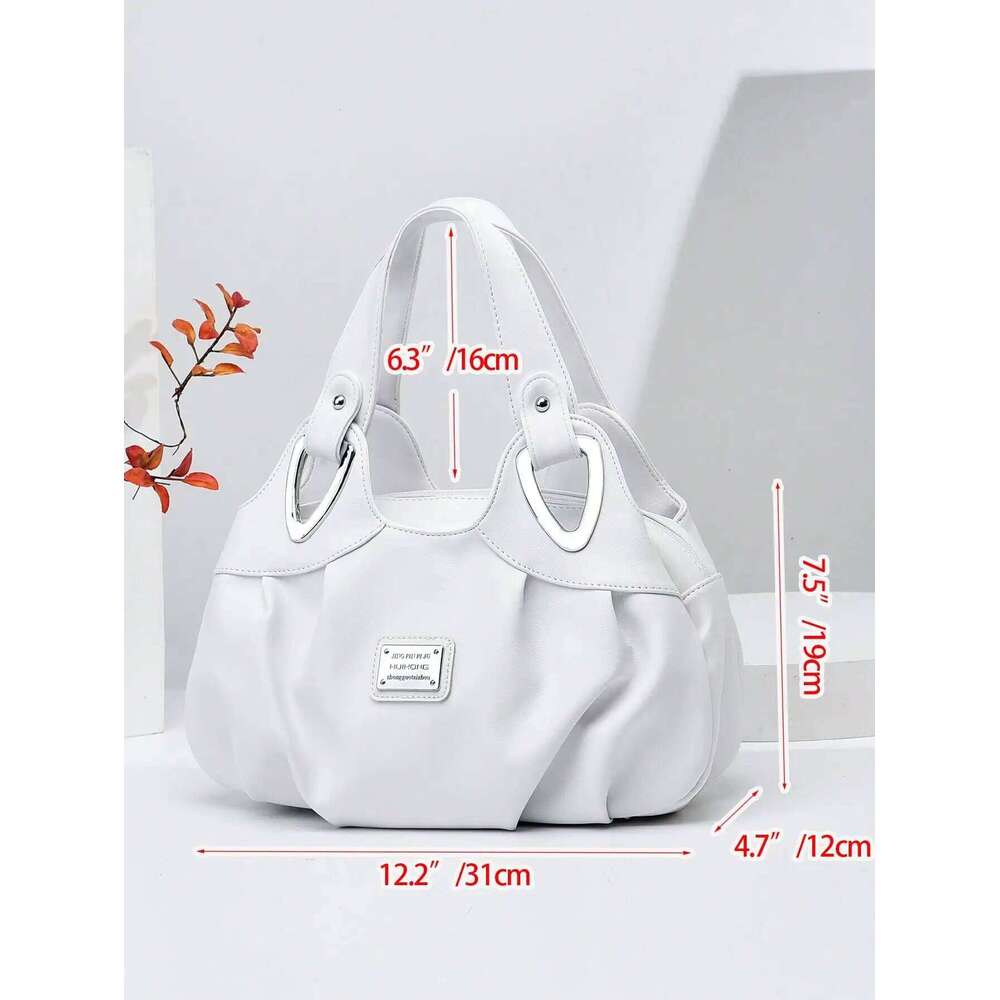Fashionable and minimalist shoulder solid color large capacity portable tote bag, essential for daily shopping