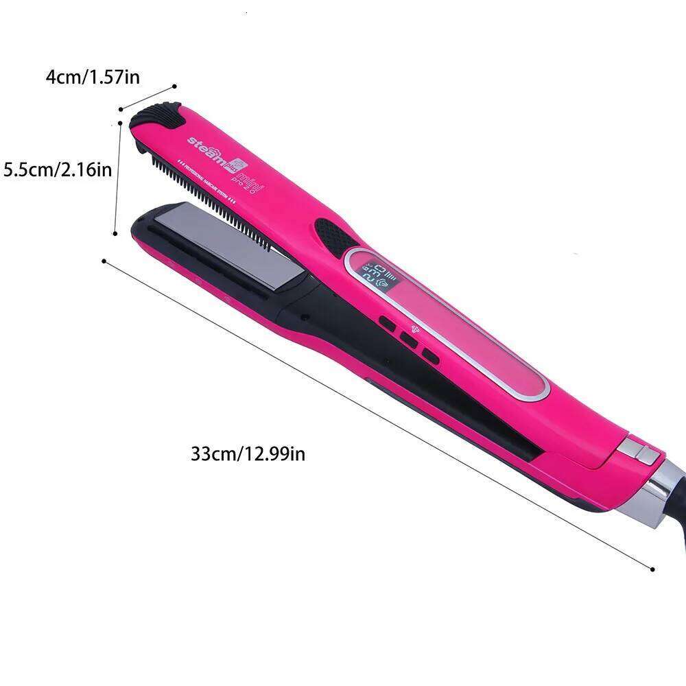 New Straightener Fast Heating Hot Hair Combs Titanium Curling Steam Flat Straightening Iron