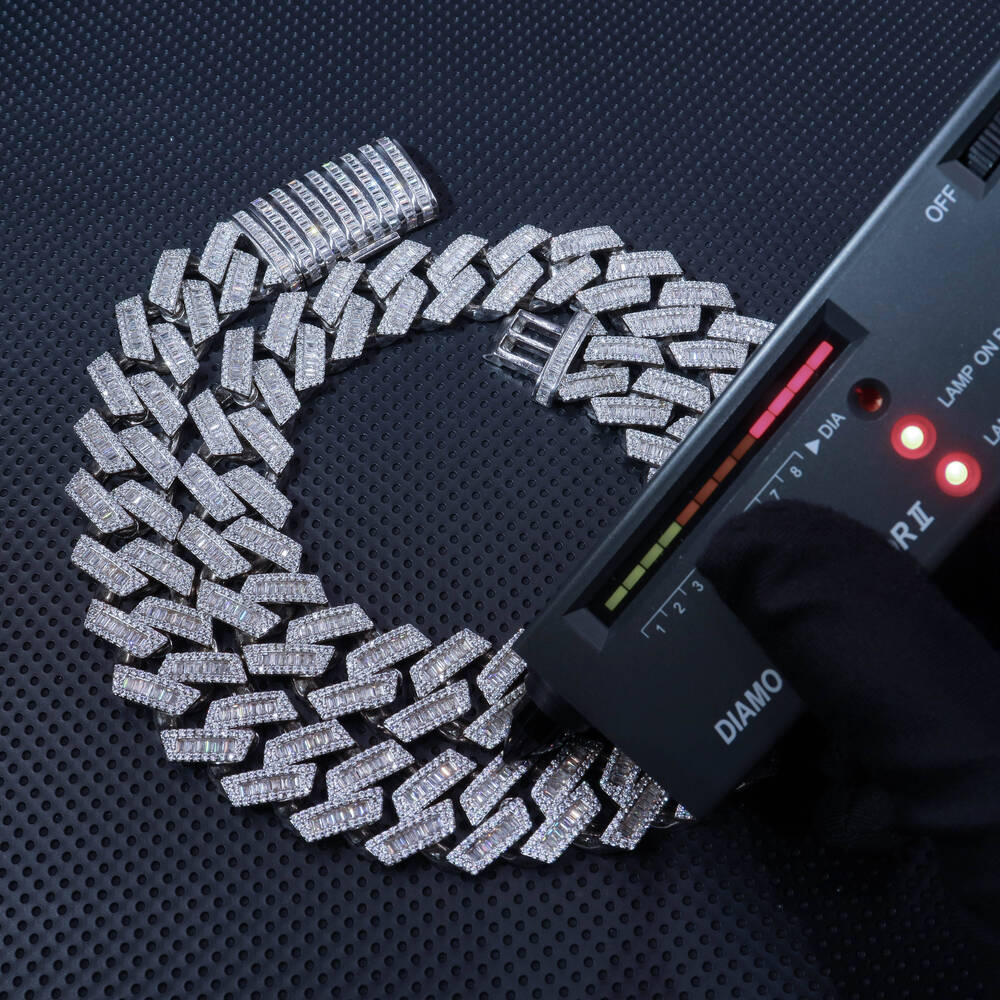 22mm Moissanite Chain Sterling Silver 925 Hip Hop Jewelry Iced Out Custom Men Necklace Cuban Link Chain 18k Gold Plated Jewelry