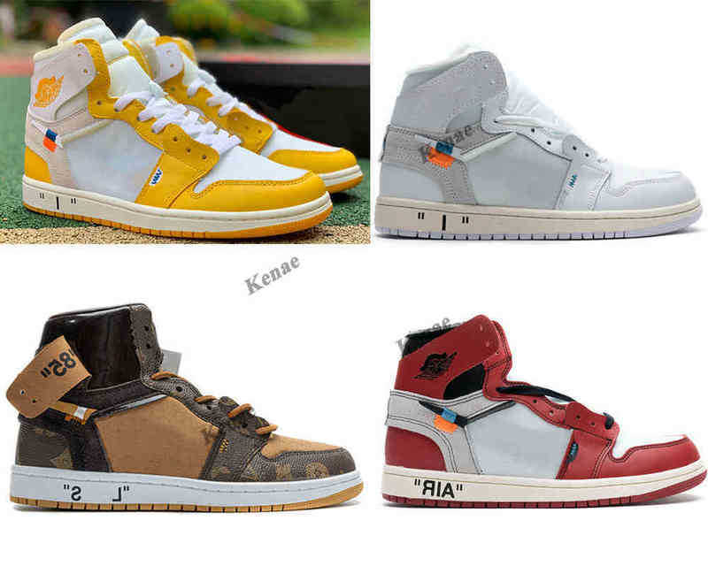 Top quality 1 mens womens basketball shoes Yellow Black Red White sneakers
