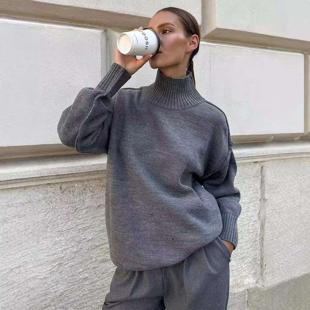 Patchwork Turtleneck For Women, New Autumn Winter Casual Loose Thick Knitted Pullover Sweater B5
