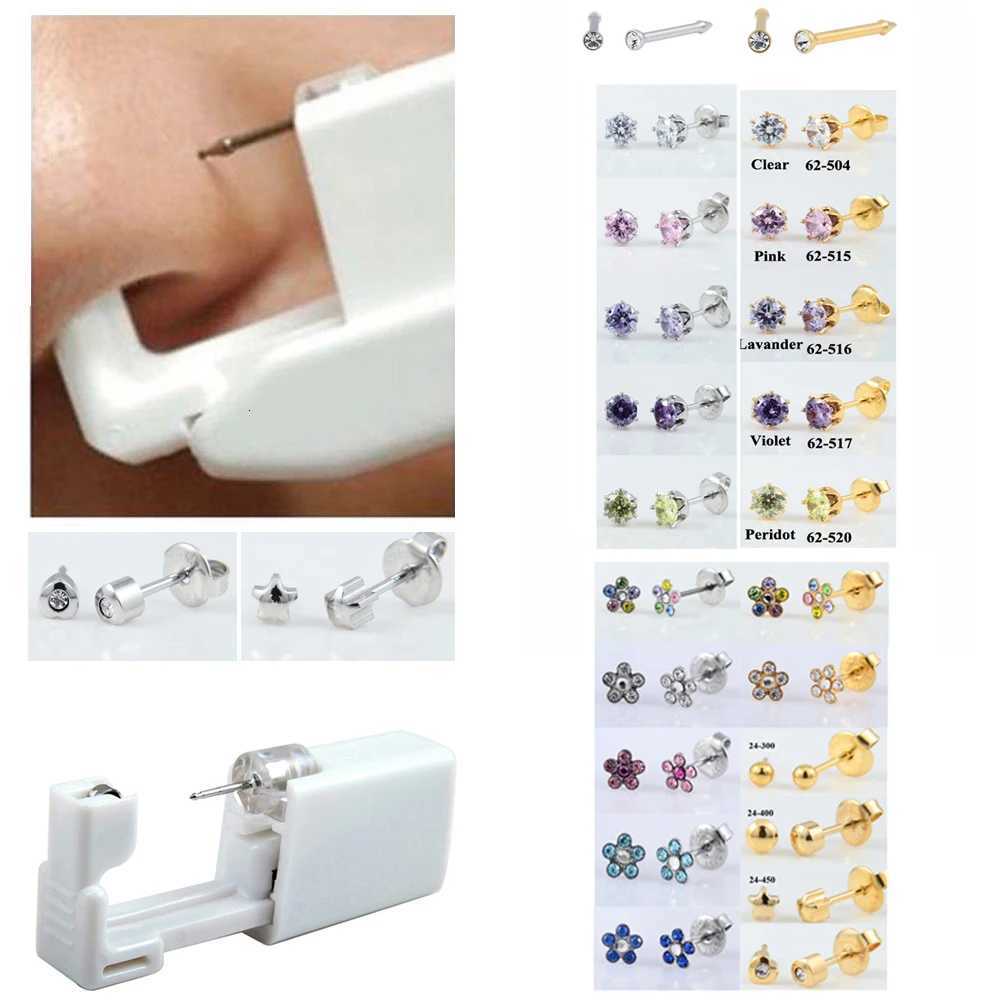1 PC Disposable Safety Nose Ear Piercing Gun Piercing Device With Sterile Crystal Stud Flower Star Heart Body Jewelry y250715