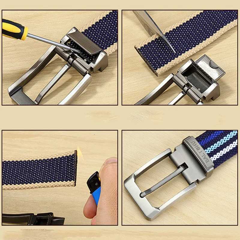 Mens Fabric Belt Canvas Belt for Drilled Webbing Casual Fashion Mens Trousers Belts Jeans Male Waist Belt Striped Strap HB072 W250717