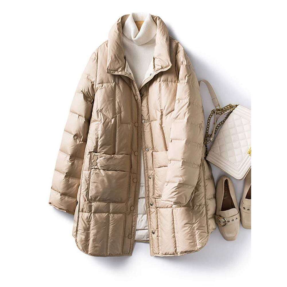 Janveny 2025 New Winter Women Lightweight 90% White Duck Down Jacket Ultra Light Warm Loose Puffer Feather Coat Female Parkas MDNG