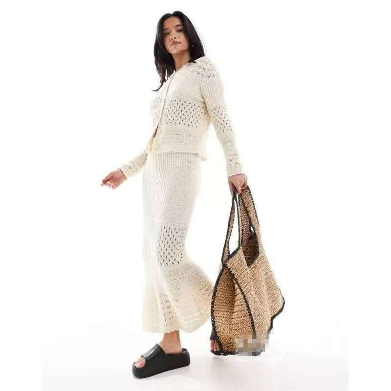 Simple shoulder grass woven bag, forest style casual versatile, large capacity beach bag