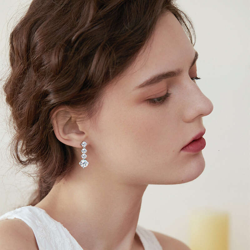 Live Streaming Niche High-End Light Moissanite Pure Sier French Stud Earrings Fcd