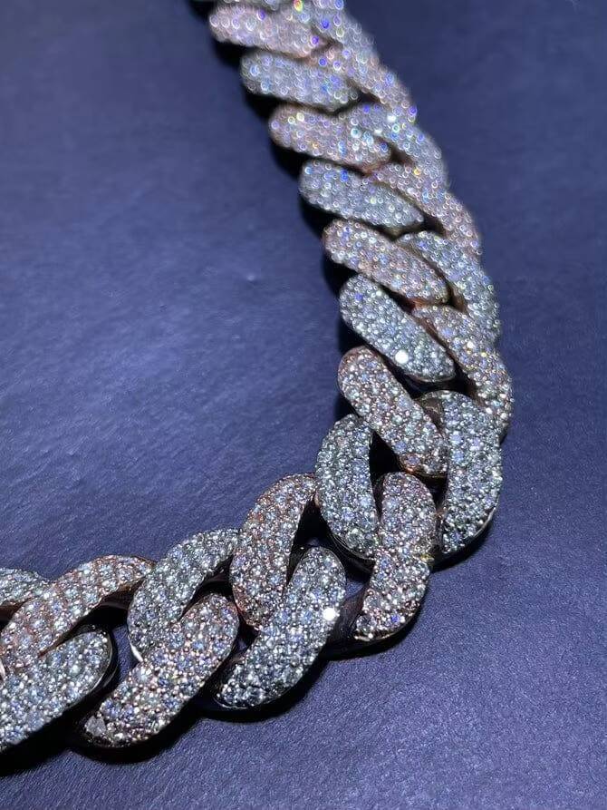 Most Affordable 16MM Round Moissanite Diamond 3 Row Iced Out Miami Cuban Link Chain for Mens From India