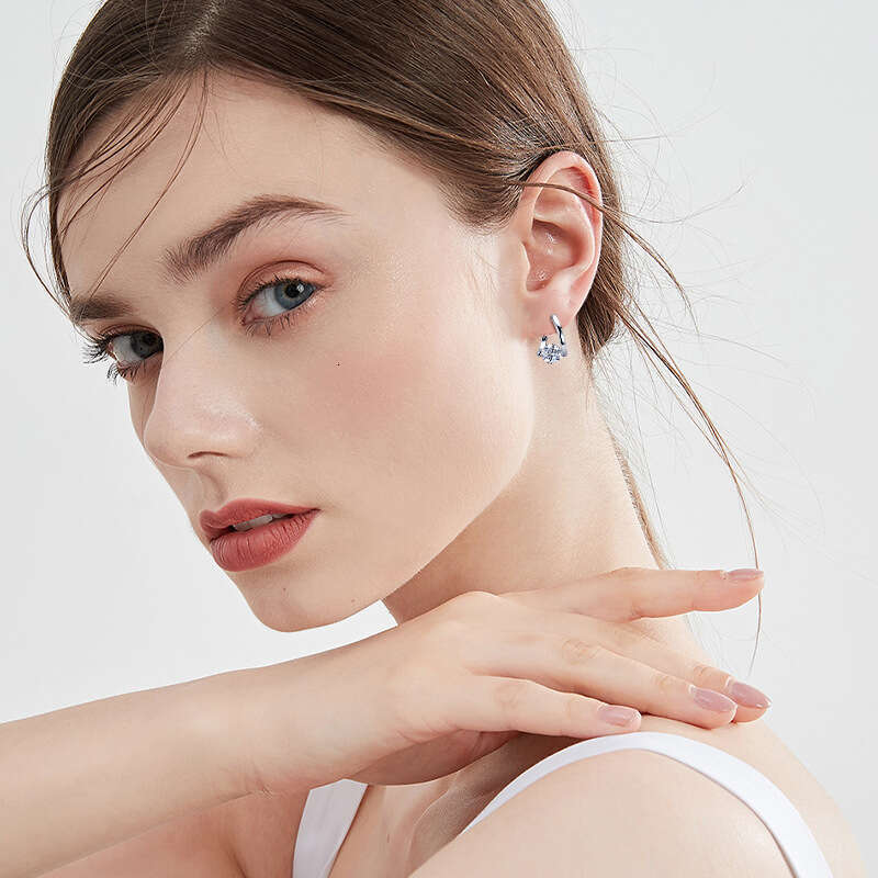 New Korean INS Style Irregular Fashionable Light Moissanite Sier Earrings 590