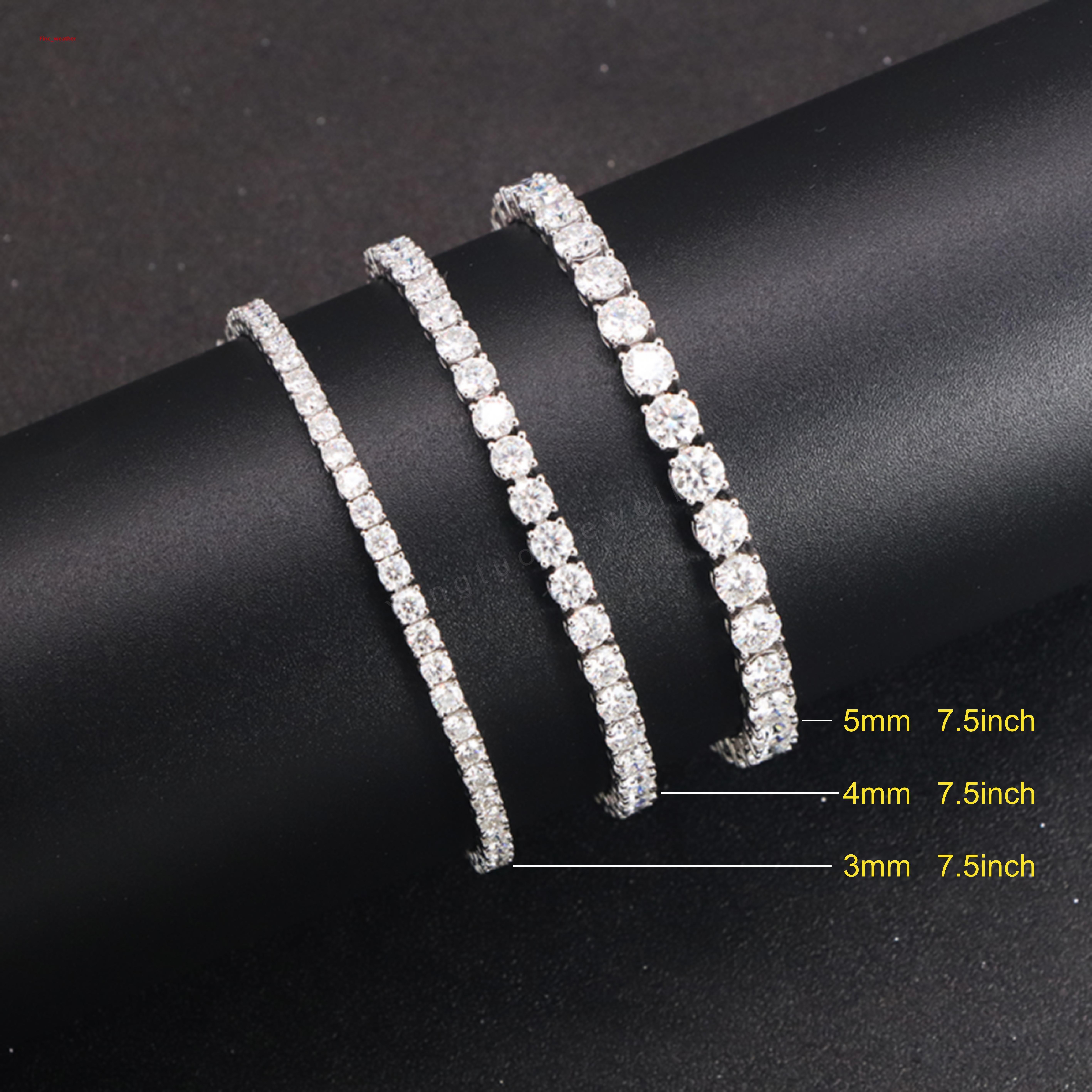 3mm/4mm/5mm Moissanite Tennis Brilliant Cut Diamond Bracelet in 9k/10k/14k/18K Gold 925 Sterling Silver Jewelry