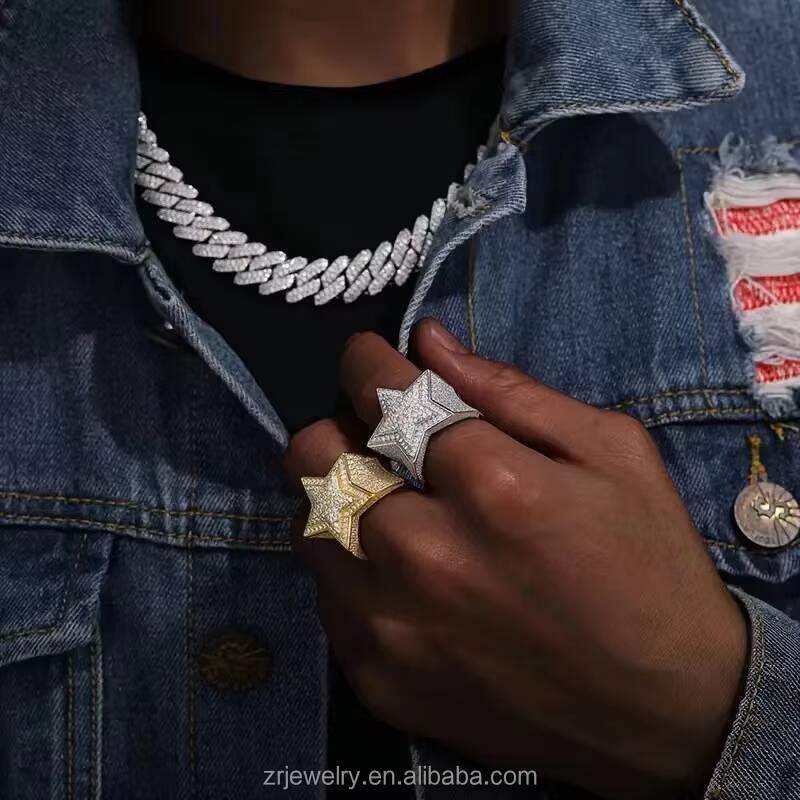 Eternity 18K Gold 925 Silver Mens Moissanite Hip Hop Ring Moissanite Diamond Engagement Wedding Band Moissanite Ring Men