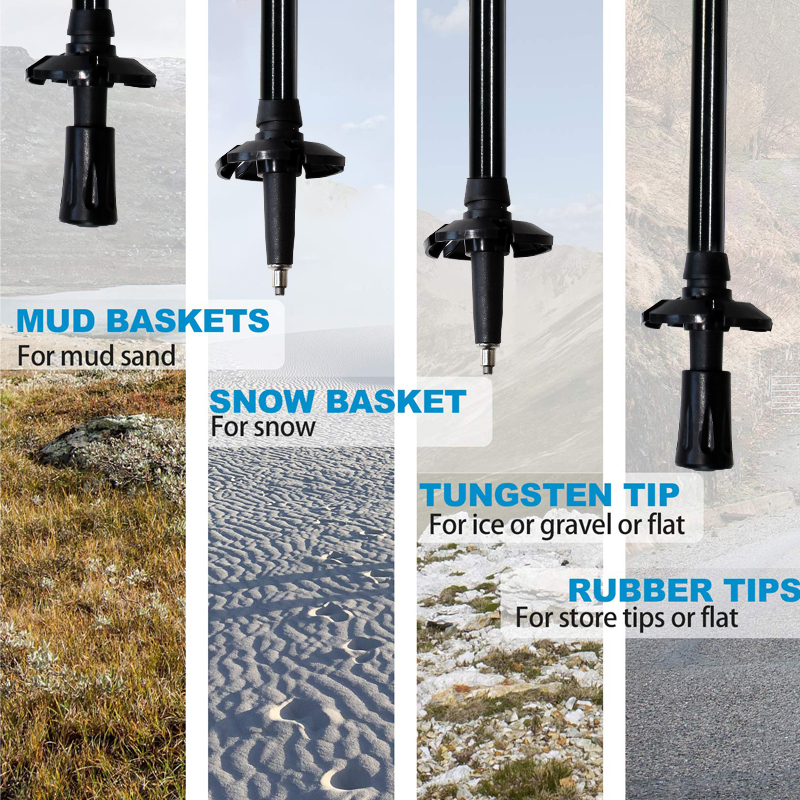 OKHEALING Aluminum Alloy Trekking Poles 3 Section Ultra-light Telescoping Walking Cane Portable Walking Stick with Handle for Off-road, Camping, Backp