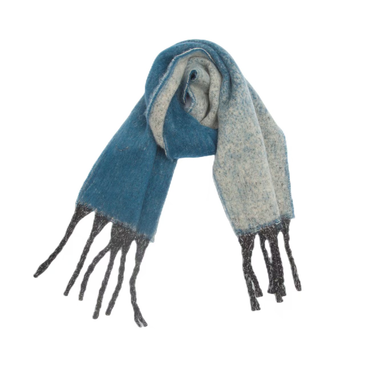T1236 New Shawl European and American Winter Thickened Neck Circle Yarn Thick Tassel Gradient Color Scarf
