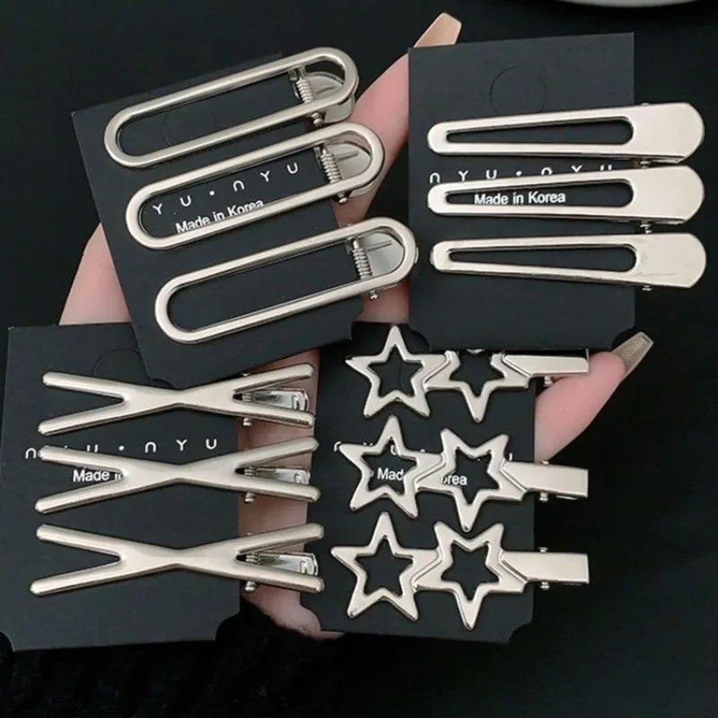 Hollow Metal Silver Duckbill Clip Women Girls Sweet Hair Side Clips Bangs Hairpin Female Ladies Y2K Barrettes Hair Accessories 250716