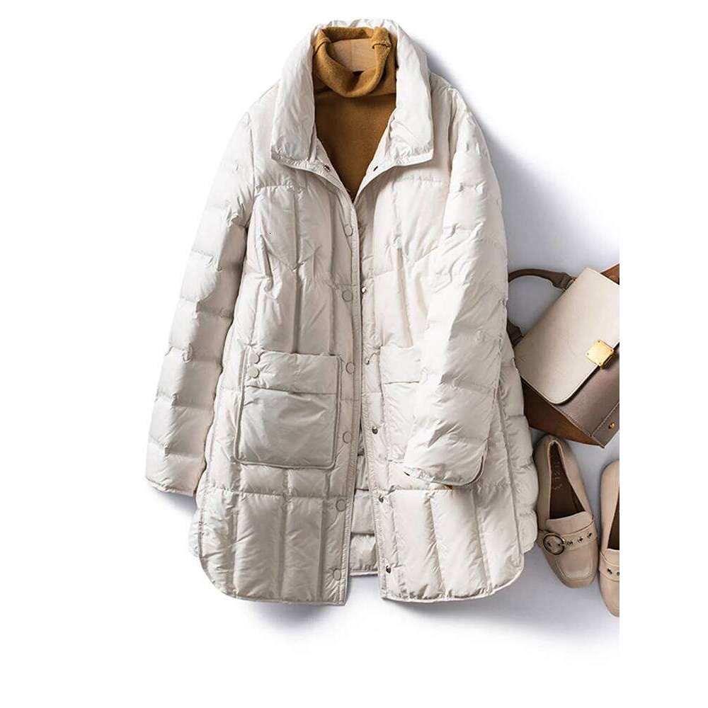 Janveny 2025 New Winter Women Lightweight 90% White Duck Down Jacket Ultra Light Warm Loose Puffer Feather Coat Female Parkas MDNG