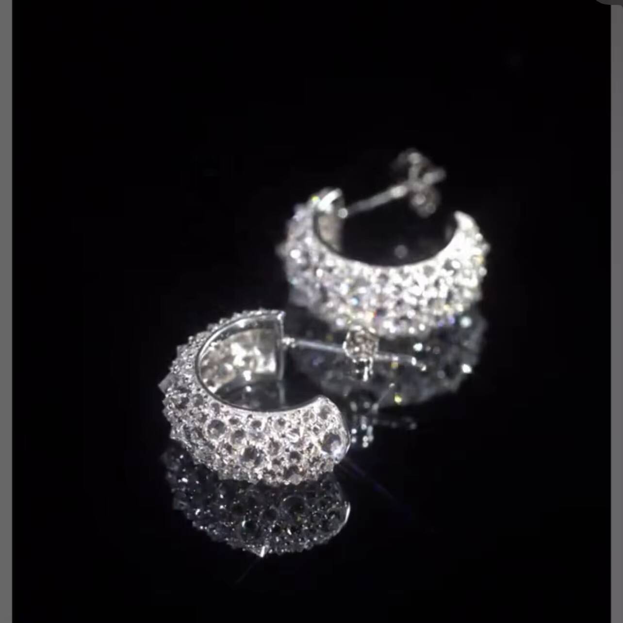 GRA Certificated Pass Diamond Tester Men Earrings 925 Sterling Silver Upside Down Mosaic Setting Diamond Hoop Huggie Earrings