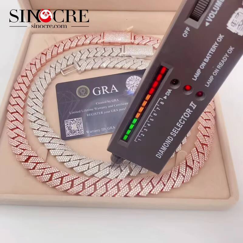 High Quality 15Mm18Inches Cuban Vvs Moissanite Necklace Moissanite Cuban Chain Mossan Hip Hop Necklace