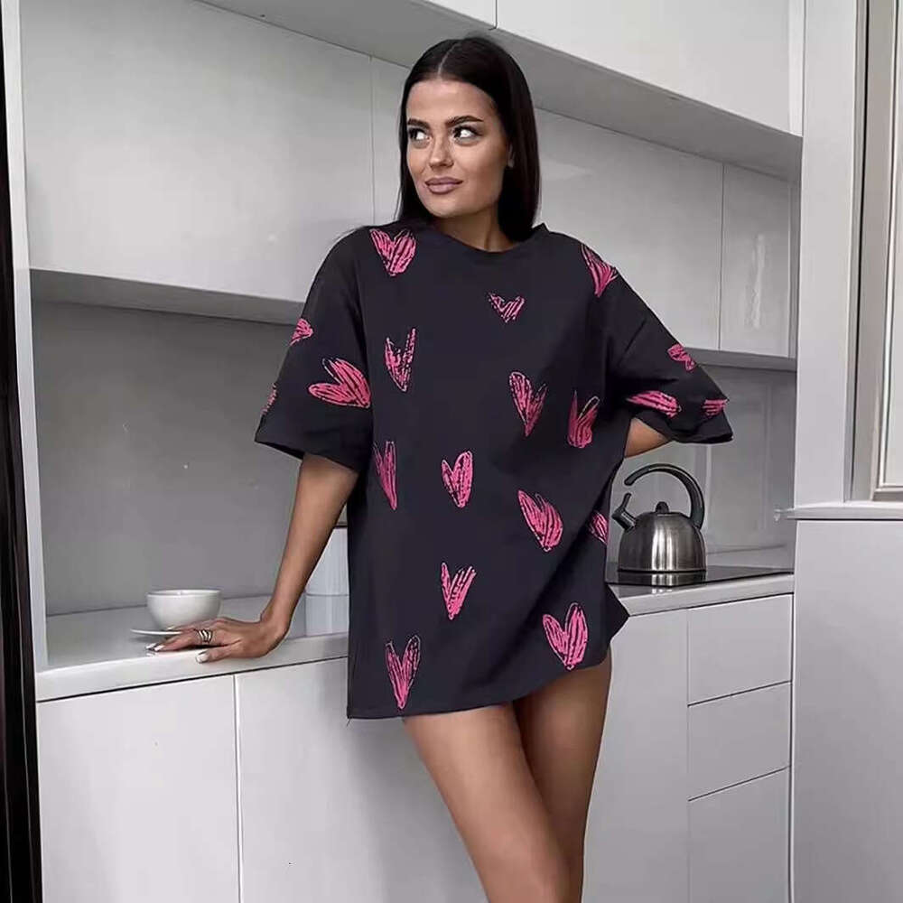 Summer New Street Fashion Hand-Painted Heart Print Short Sleeve T-Shirt B5