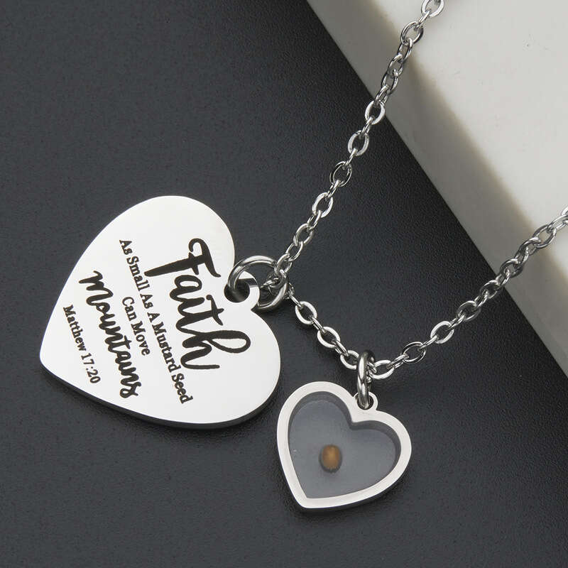 Stainless Steel Faith Mountain-moving Mustard Seed Necklace