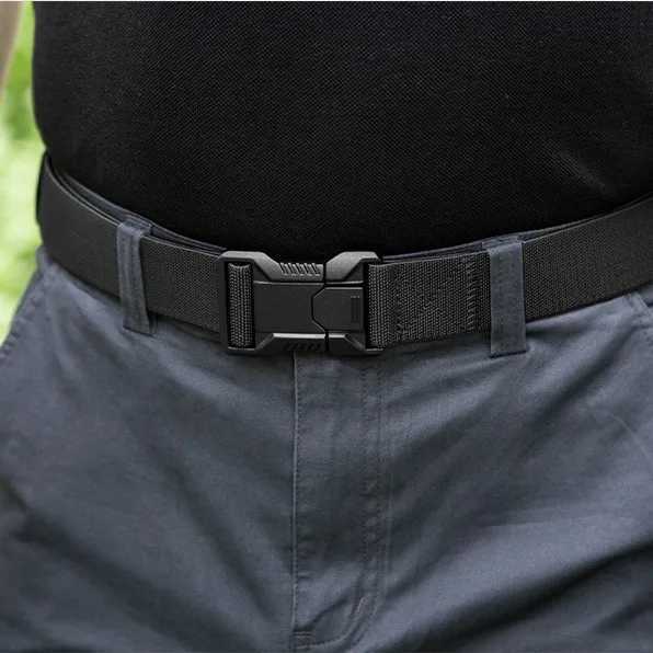 Mens Tactical Belt Elastic Webbing - Military Nylon Stretch Breathable Waistband for Outdoor Training Pants W250717