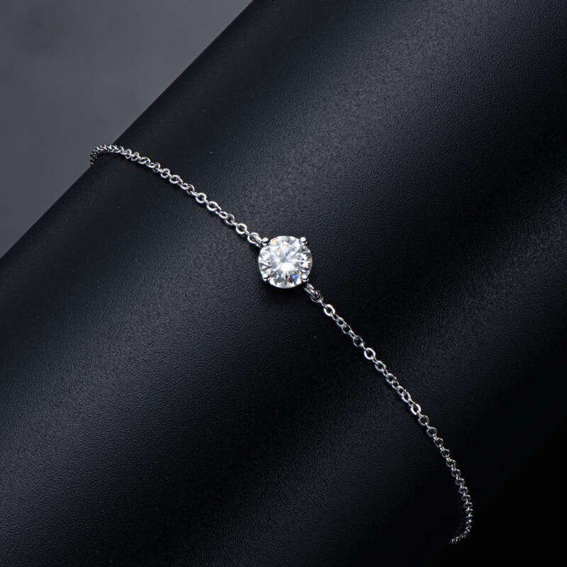 Internet Celebrity INS Style Korean Version Moissanite Decorative Bracelet For Women, Pure Sier, Non-Fading, Classic Four-Claw Hand Jewelry, Private L