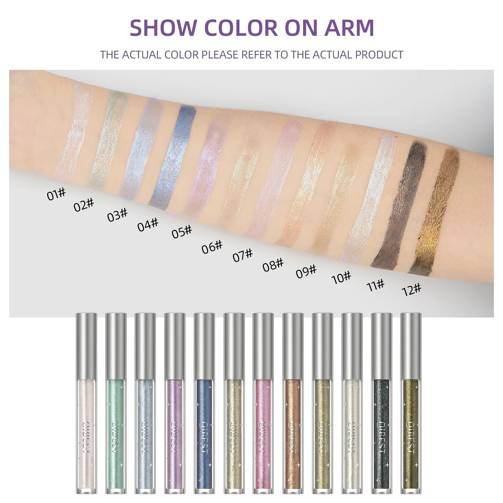 QI Glitter Shimmer Eyeshadow Pen Set Cosmetic Shadow Pencil Eyeliner Quick-drying Liquid Eyeshadow Sticker Outline Eyemakeup 250712