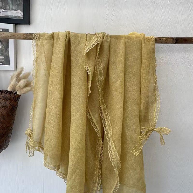 T1231 solid color shawl Dunhuang grassland sunshade cotton linen desert grassland headscarf shawl long scarf