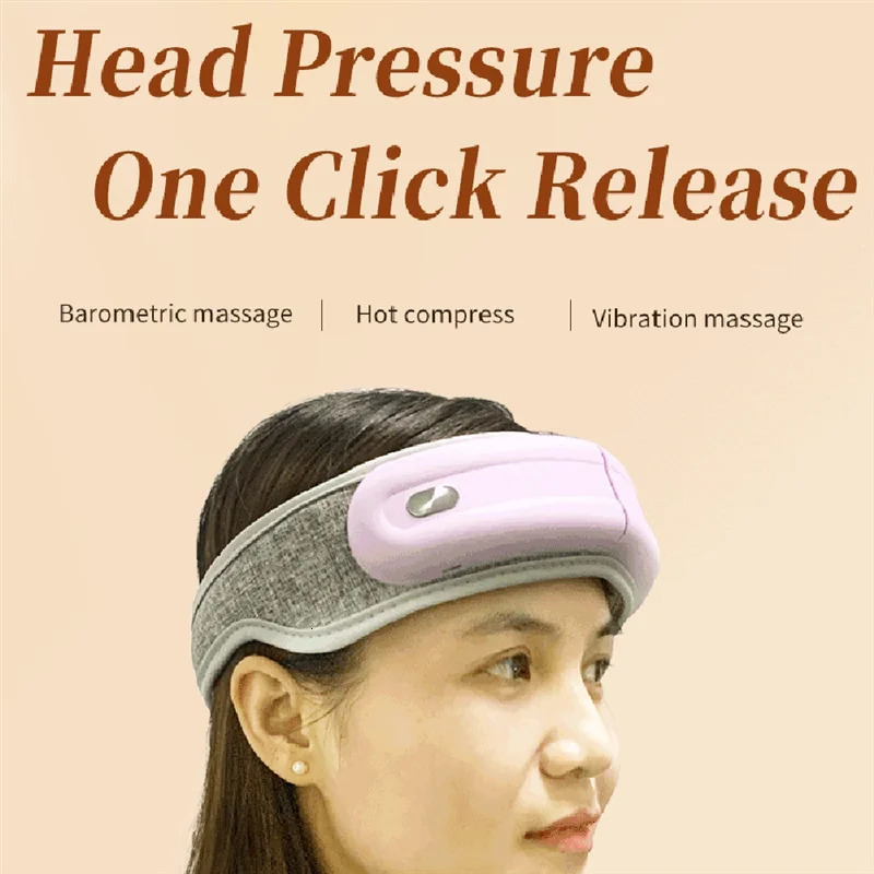 ABMK Electric Head Massager Vibration Compress Air Bag Massage Relieve Headache Bluetooth Music Relax Durable Blue 250716