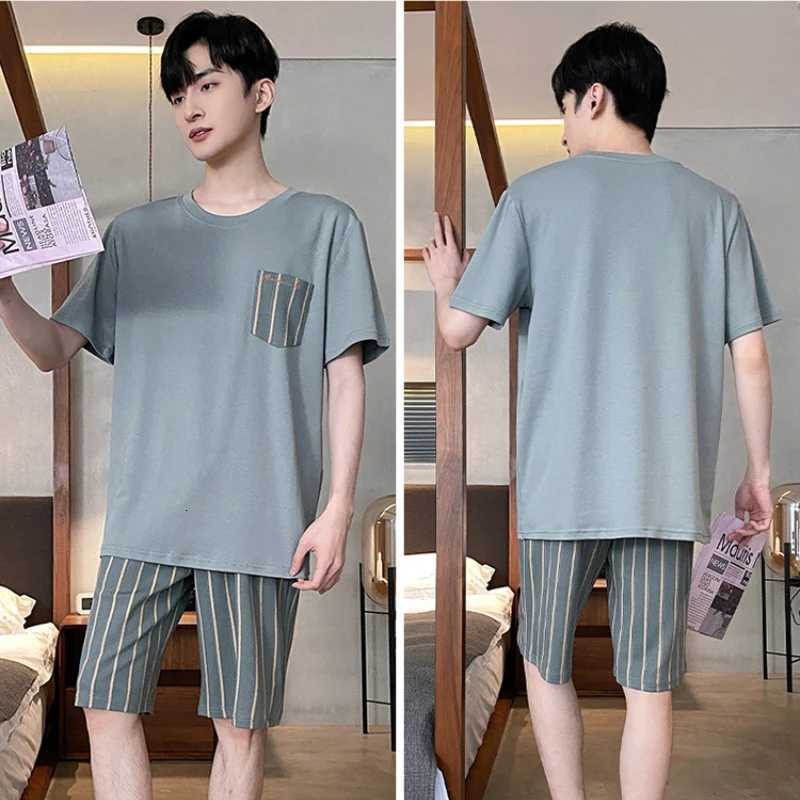 4XL Plus Size Summer Pajamas Set for Men Korean Style Home Clothes Short Sleeve Pullover Shorts PJs Male Casual Loose Sleepwear W250717