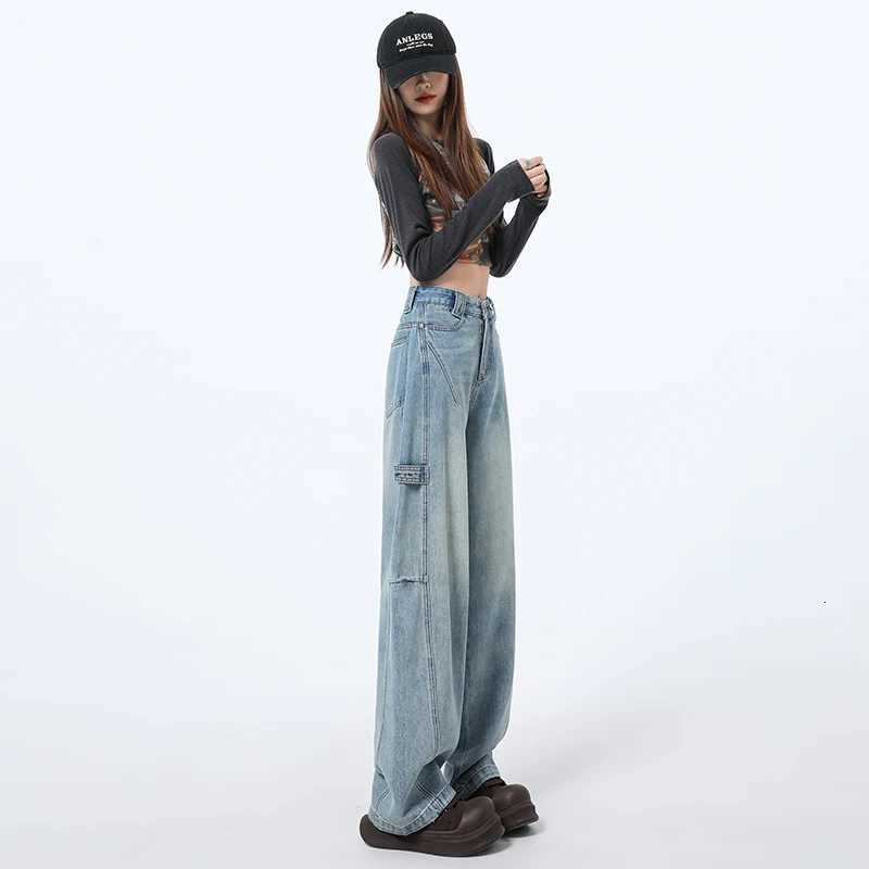 100% American Style Cargo Jeans Women Baggy Pants Loose Fit High Waist Womens Jeans Denim Vintage 2025 Spring New Streetwear R250716