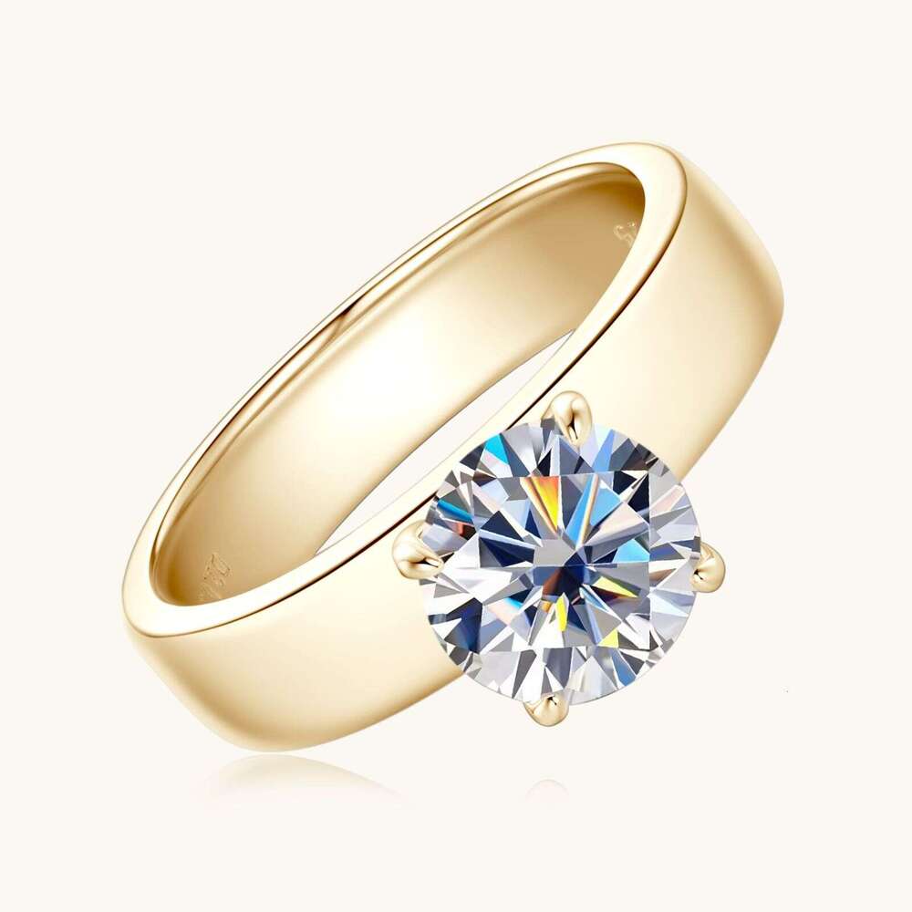Simple Classic Women's 2 fashion D Color Moissanite Silver Gold Plated Ring 13D