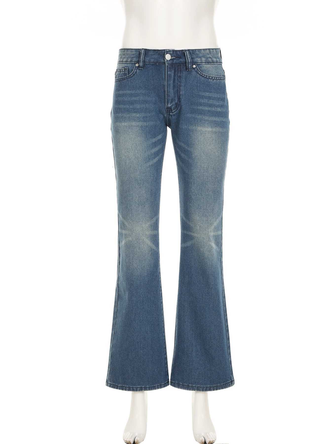 iamsure Basic Slim Flare Pants Y2K Casual Low-Waisted Jeans Women 2025 Streetwear Trousers Wide Leg Pants Holiday Capris Ladies R250716
